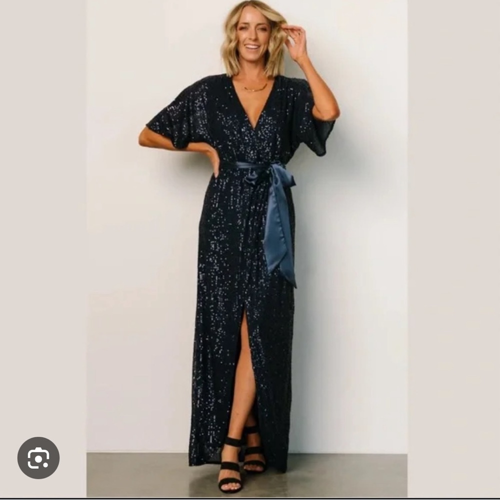 Baltic Born Mauricia Sequin Maxi Gown in color Navy size Small
